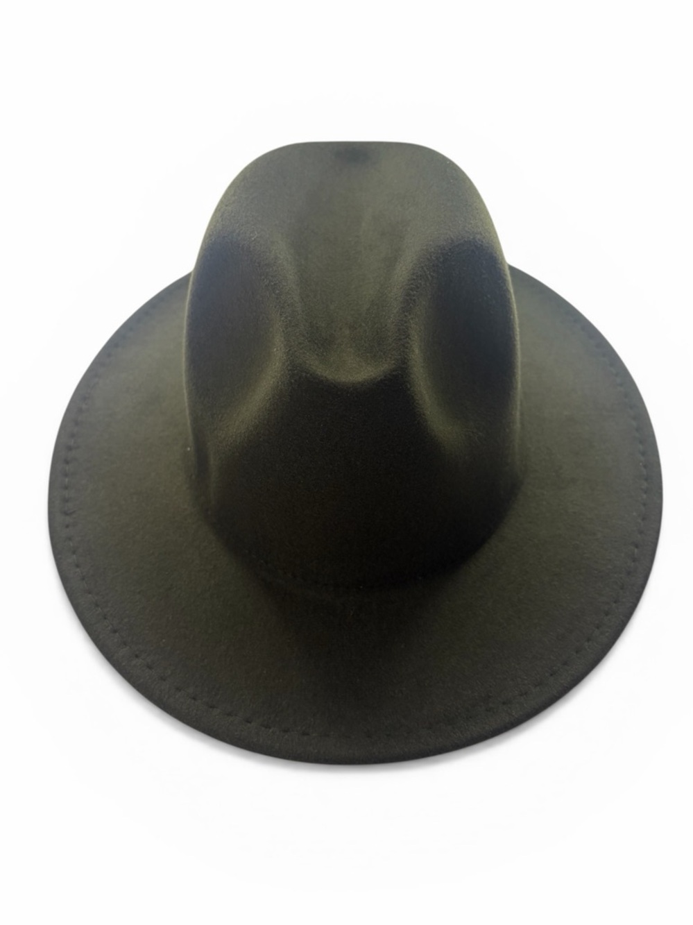 Dark Olive Wide-Brimmed Felt Fedora,  Mountain,  Stage Big Brim , Panama hat